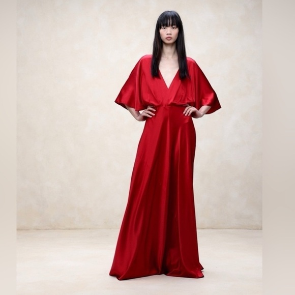 NWT! Banana Republic Red Aura Silk Maxi Dress - 817278 🌎 - Picture 6 of 12